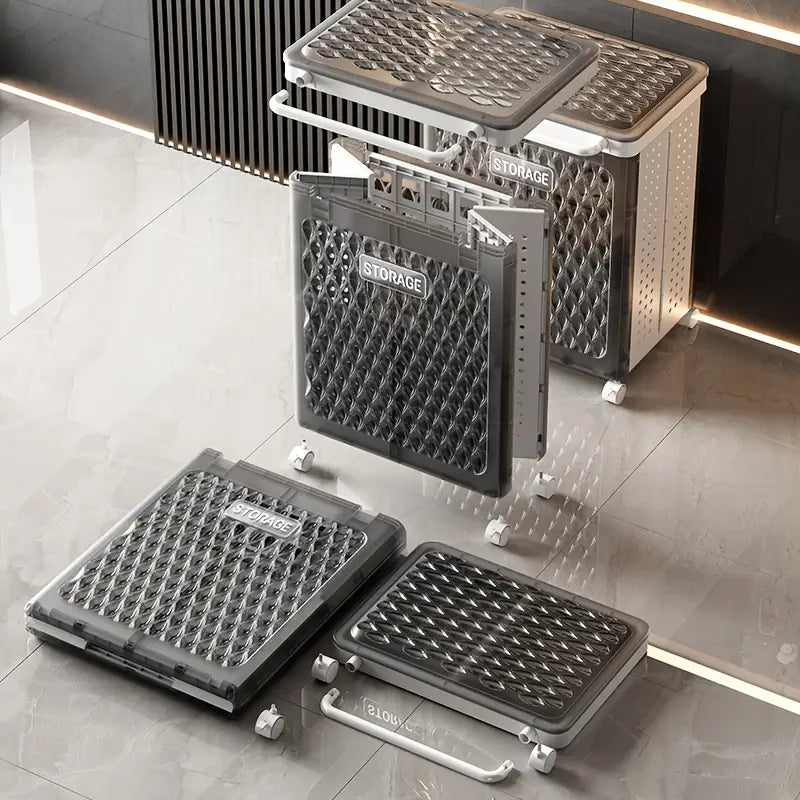 Rollix™ | Faltbarer Wäschekorb mit Rollen, Große Kapazität, Kunststoff mit Deckel