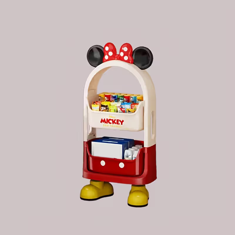 Mickify™ | Disney Mickey Spielzeugregal – Mehrstöckiger Roll-Organizer für Spielzeug & Puppen